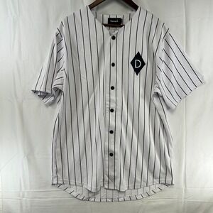 Diamond Supply Co Baseball Jersey Mens Large White Pinstripe Marquise League *